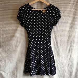 Navy Vintage Polka Dot Mini Dress with Ties Size 6